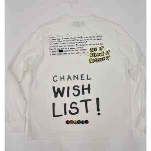 Chanel X Pharrell Capsule Collection White Long Sleeve Graffiti Tee Shirt RARE M